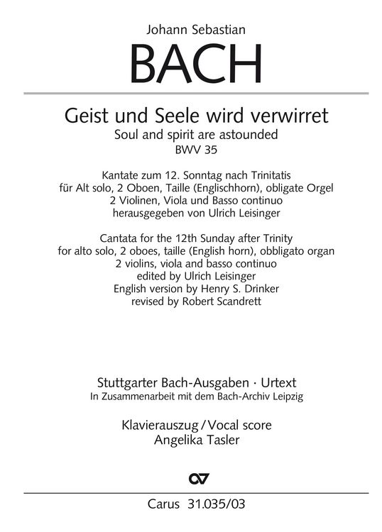 Produktbild: Geist und Seele wird verwirret (Klavierauszug)