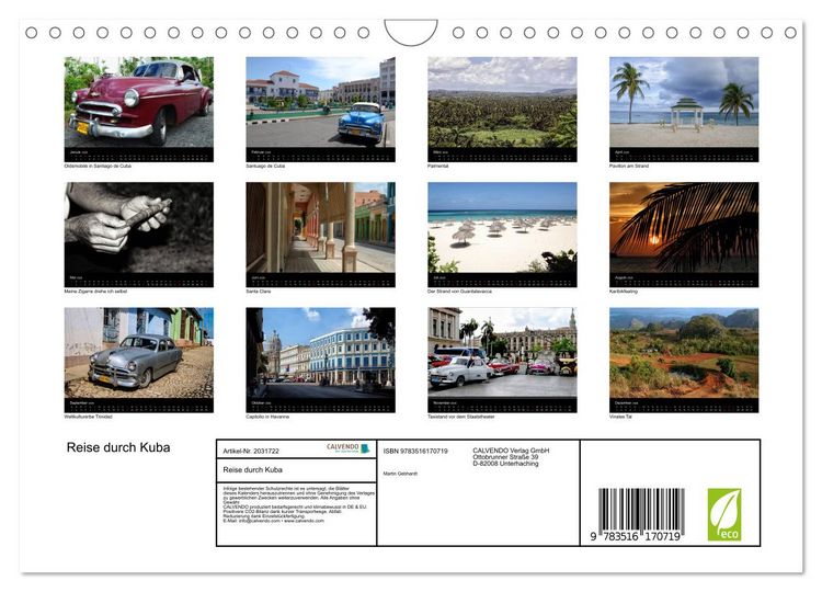 Produktbild: Reise durch Kuba (Wandkalender 2026 DIN A4 quer), CALVENDO Monatskalender