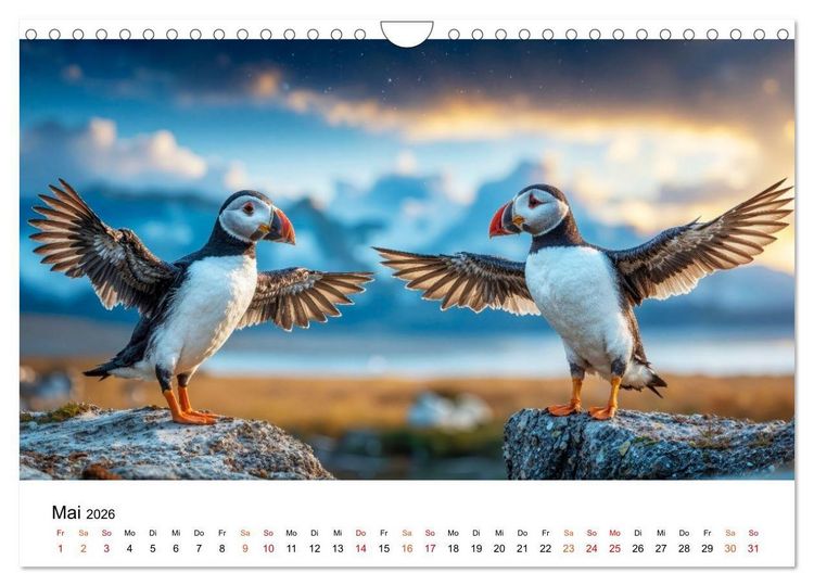 Produktbild: Papageitaucher - Freche Komiker auf Fels und Welle (Wandkalender 2026 DIN A4 quer), CALVENDO Monatskalender