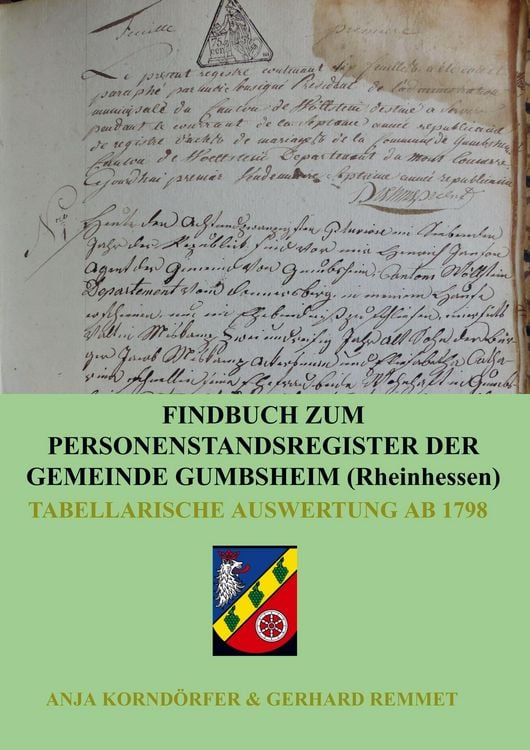 Produktbild: Findbuch zum Personenstandsregister der Gemeinde Gumbsheim/Rheinhessen