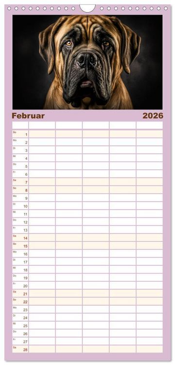 Produktbild: Familienplaner 2026 - Hunde Portr&auml;ts mit 5 Spalten (Wandkalender, 21 x 45 cm) CALVENDO