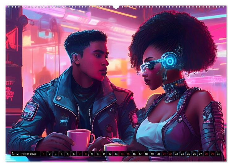 Produktbild: Cyberpunk (hochwertiger Premium Wandkalender 2026 DIN A2 quer), Kunstdruck in Hochglanz