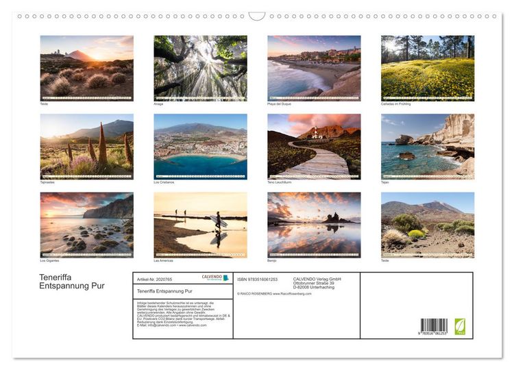 Produktbild: Teneriffa Entspannung Pur (Wandkalender 2026 DIN A2 quer), CALVENDO Monatskalender