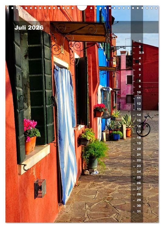 Produktbild: L'isola di Burano - Ein Spaziergang &uuml;ber die farbenfrohe Insel (Wandkalender 2026 DIN A3 hoch), CALVENDO Monatskalender