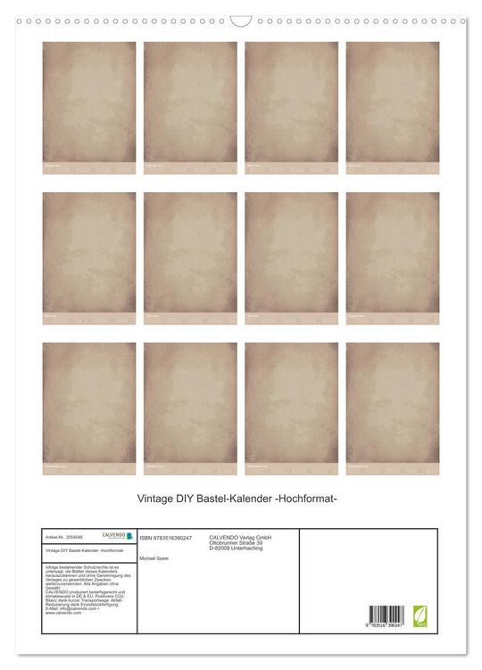 Produktbild: Vintage DIY Bastel-Kalender -Hochformat- (Wandkalender 2026 DIN A2 hoch), CALVENDO Monatskalender