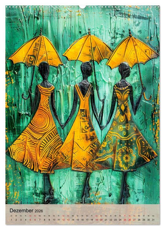 Produktbild: Afrikanische Eleganz - Illustrationen in harmonischen Farben (Wandkalender 2026 DIN A2 hoch), CALVENDO Monatskalender