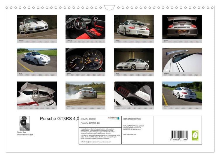 Produktbild: Porsche GT3RS 4,0 (Wandkalender 2026 DIN A3 quer), CALVENDO Monatskalender