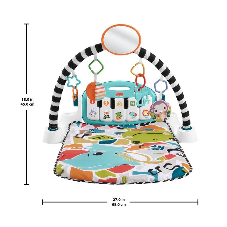Produktbild: Fisher-Price Kontrast-Spieldecke f&uuml;r Babys, Spielspa&szlig; Piano-Gym, blau, deutsche Version
