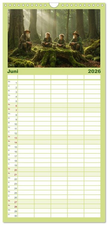 Produktbild: Familienplaner 2026 - Keltische Legenden - Die kleinen Wesen der Natur mit 5 Spalten (Wandkalender, 21 x 45 cm) CALVENDO