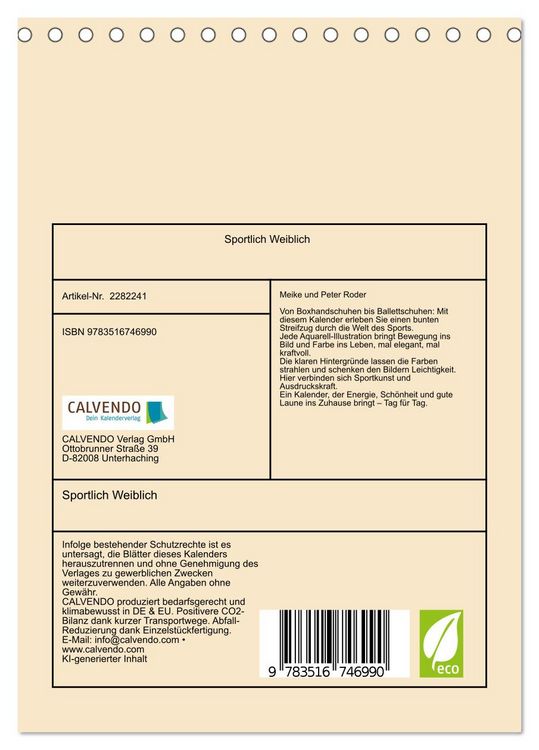 Produktbild: Sportlich Weiblich (Tischkalender 2026 DIN A5 hoch), CALVENDO Monatskalender