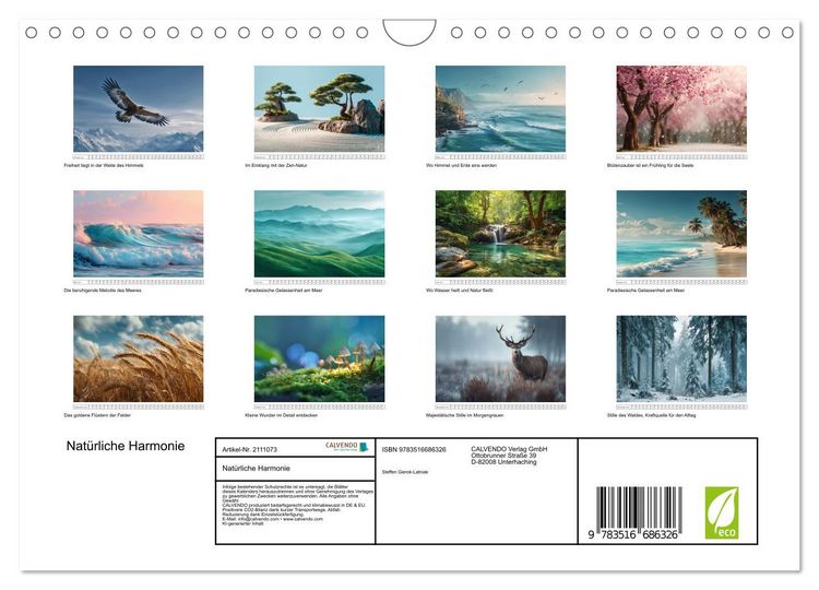 Produktbild: Nat&uuml;rliche Harmonie (Wandkalender 2026 DIN A4 quer), CALVENDO Monatskalender