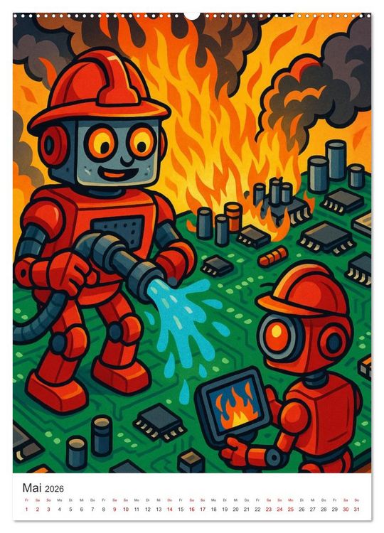 Produktbild: Robo-Champs: Witz trifft auf Chip (Wandkalender 2026 DIN A2 hoch), CALVENDO Monatskalender