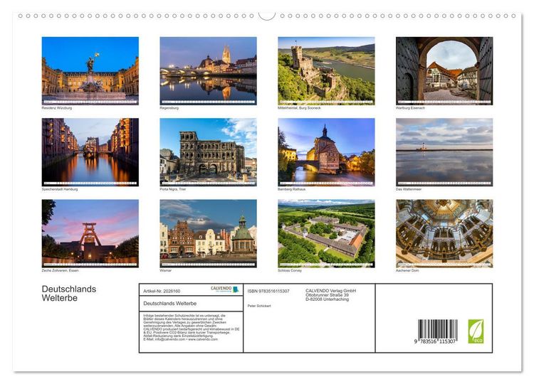 Produktbild: Deutschlands Welterbe (hochwertiger Premium Wandkalender 2026 DIN A2 quer), Kunstdruck in Hochglanz