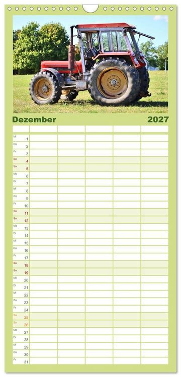 Produktbild: Familienplaner 2027 - M&auml;nnerspielzeug Traktor Inspirationen mit 5 Spalten (Wandkalender, 21 x 45 cm) CALVENDO