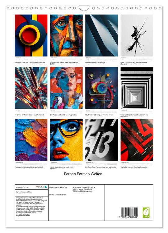 Produktbild: Farben Formen Welten (Wandkalender 2026 DIN A3 hoch), CALVENDO Monatskalender
