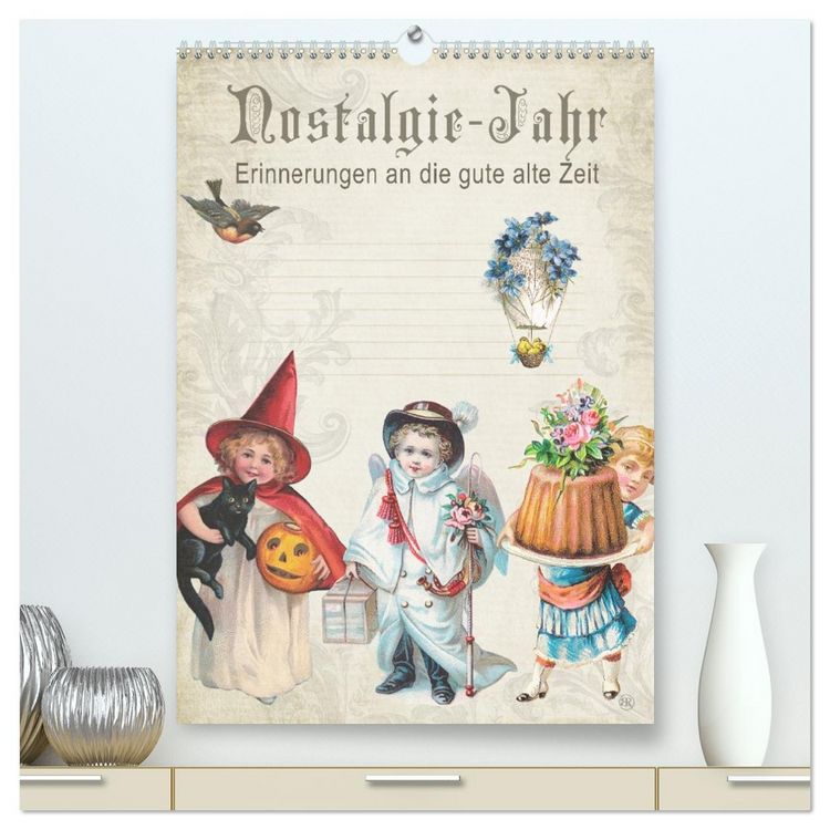 Produktbild: Nostalgie-Jahr, Motive aus alten Poesiealben (hochwertiger Premium Wandkalender 2026 DIN A2 hoch), Kunstdruck in Hochglanz
