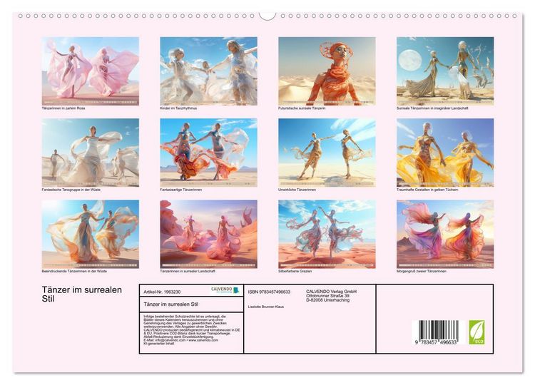 Produktbild: T&auml;nzer im surrealen Stil (hochwertiger Premium Wandkalender 2026 DIN A2 quer), Kunstdruck in Hochglanz