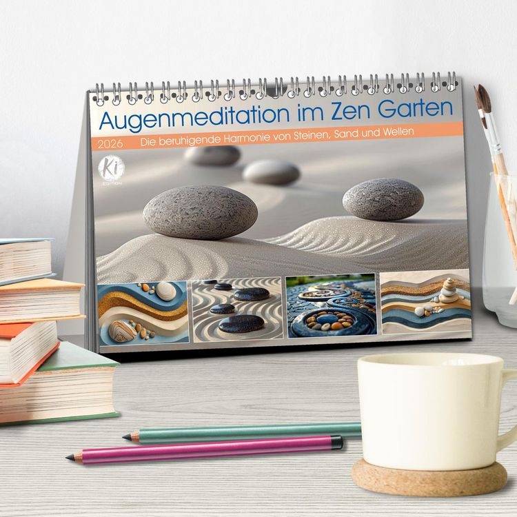 Produktbild: Augenmeditation im Zen Garten (Tischkalender 2026 DIN A5 quer), CALVENDO Monatskalender