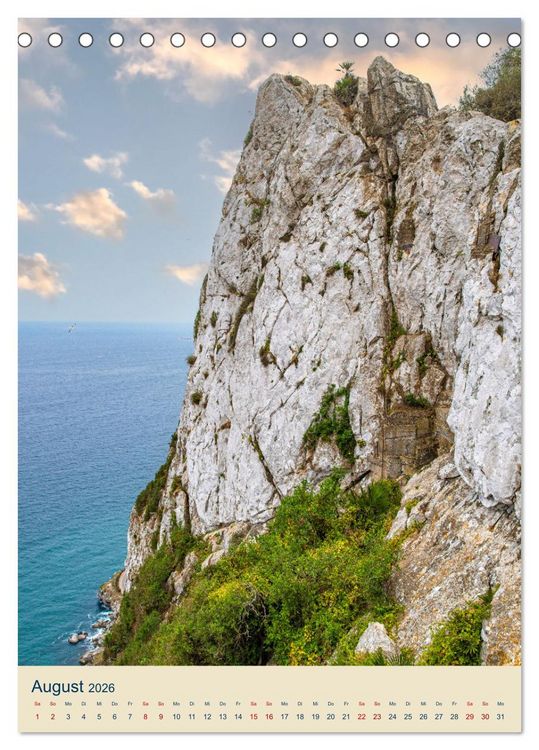 Produktbild: Gibraltar - Die Heimat der Berberaffen auf dem Rock (Tischkalender 2026 DIN A5 hoch), CALVENDO Monatskalender