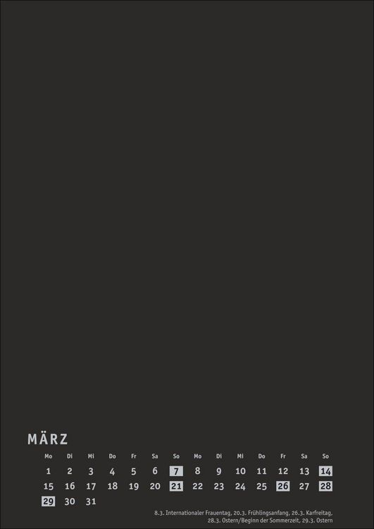 Produktbild: Premium-Bastelkalender schwarz A4 2027