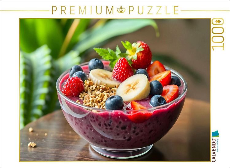Produktbild: CALVENDO Puzzle Superfood f&uuml;r die Sinne - A&ccedil;a&iacute;-Bowl als HD-Leinwand & Puzzle! | 1000 Teile Lege-Gr&ouml;&szlig;e 64x48cm Foto-Puzzle f&uuml;r gl&uuml;ckliche Stunden