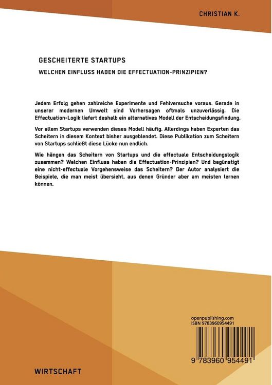 Produktbild: Gescheiterte Startups. Welchen Einfluss haben die Effectuation-Prinzipien?