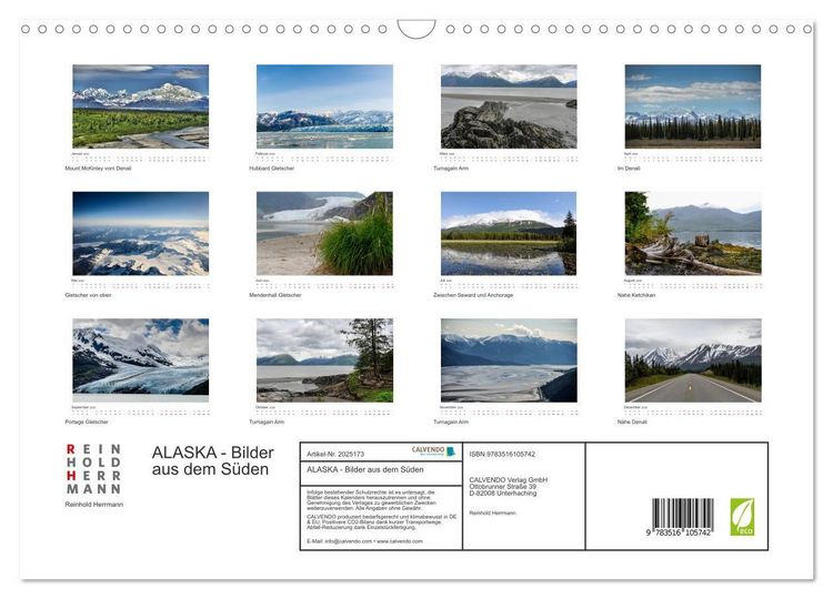 Produktbild: ALASKA - Bilder aus dem S&uuml;den (Wandkalender 2026 DIN A3 quer), CALVENDO Monatskalender