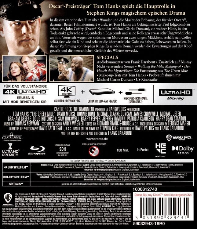 Produktbild: The Green Mile (+ Blu-ray)