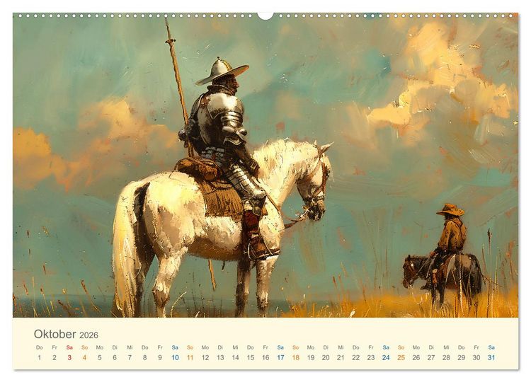 Produktbild: Helden der Weltliteratur (hochwertiger Premium Wandkalender 2026 DIN A2 quer), Kunstdruck in Hochglanz