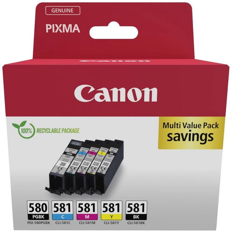 Produktbild: Canon Druckerpatrone PGI-580/CLI-581 PGBK/C/M/Y/BK Multipack Original Kombi-Pack Schwarz, Cyan, Magenta, Gelb 2078C007