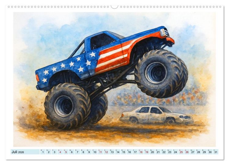 Produktbild: Monstertruck Spektakel (Wandkalender 2026 DIN A2 quer), CALVENDO Monatskalender
