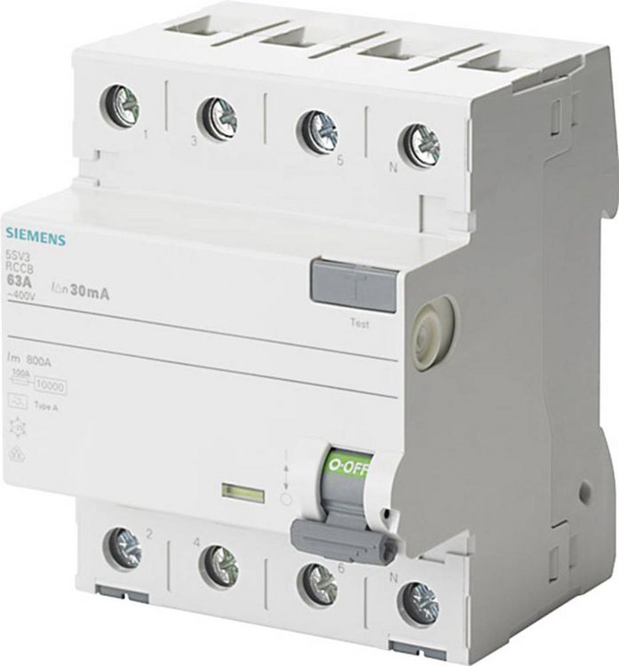 Produktbild: Siemens 5SV33446KK12 5SV3344-6KK12 FI-Schutzschalter A 4polig 40A 0.03A 400V