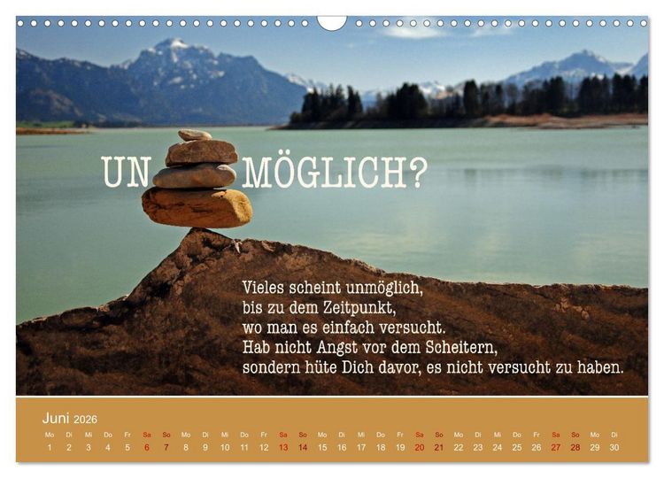 Produktbild: Pfl&uuml;ck Dein Gl&uuml;ck &ndash; Kleine Weisheiten f&uuml;r den Alltag (Wandkalender 2026 DIN A3 quer), CALVENDO Monatskalender