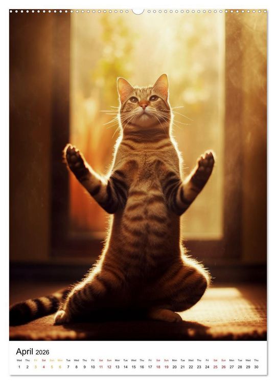 Produktbild: Meow Yoga (High Quality Premium Wall Calendar 2026 DIN A2 portrait),CALVENDO 12 Month Wall Calendar