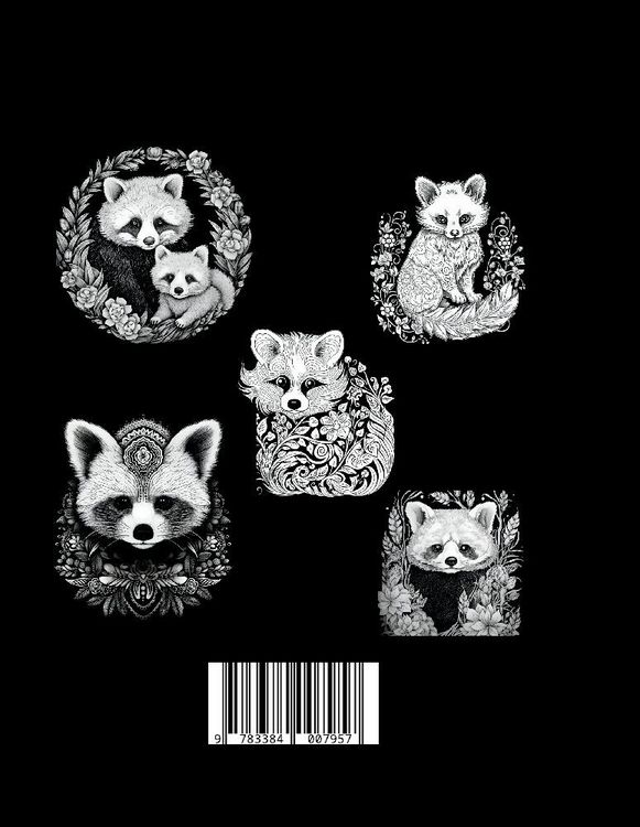 Produktbild: Schwarzes &bdquo;Roter Panda Malbuch&ldquo;.