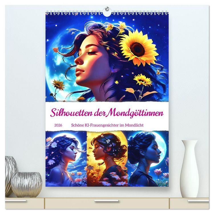 Produktbild: Silhouetten der Mondg&ouml;ttinnen (hochwertiger Premium Wandkalender 2026 DIN A2 hoch), Kunstdruck in Hochglanz