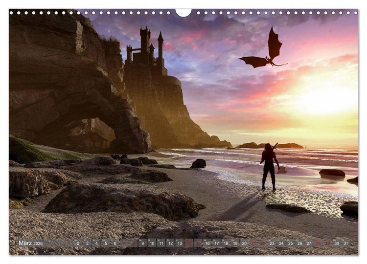 Produktbild: Helden, Drachen und Magie (Wandkalender 2026 DIN A3 quer), CALVENDO Monatskalender