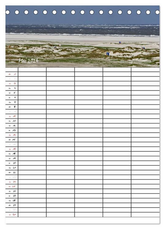 Produktbild: Urlaubsparadies Amrum / Familienplaner (Tischkalender 2026 DIN A5 hoch), CALVENDO Monatskalender