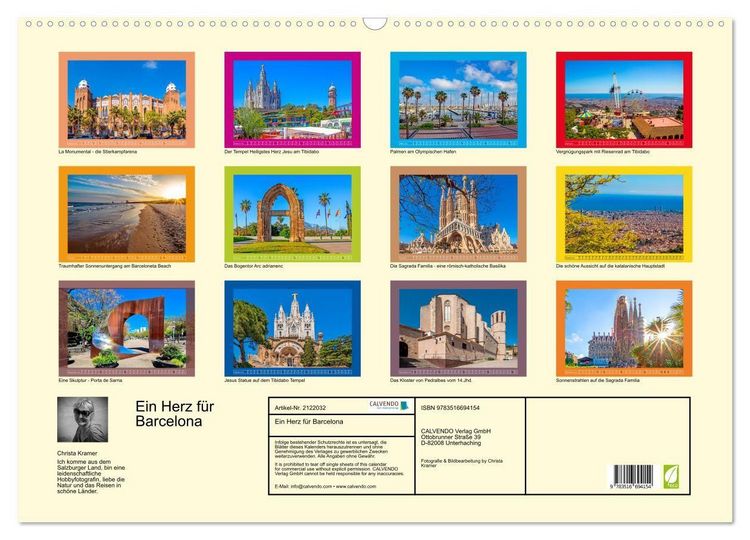 Produktbild: Ein Herz f&uuml;r Barcelona (Wandkalender 2026 DIN A2 quer), CALVENDO Monatskalender