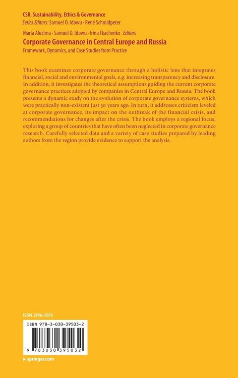 Produktbild: Corporate Governance in Central Europe and Russia
