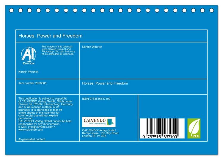 Produktbild: Horses, Power and Freedom (Desk Calendar 2026 DIN A5 landscape), CALVENDO 12 Month DeskCalendar