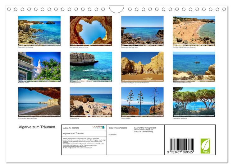 Produktbild: Algarve zum Tr&auml;umen (Wandkalender 2026 DIN A4 quer), CALVENDO Monatskalender