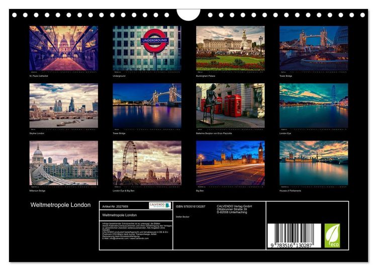 Produktbild: Weltmetropole London (Wandkalender 2026 DIN A4 quer), CALVENDO Monatskalender