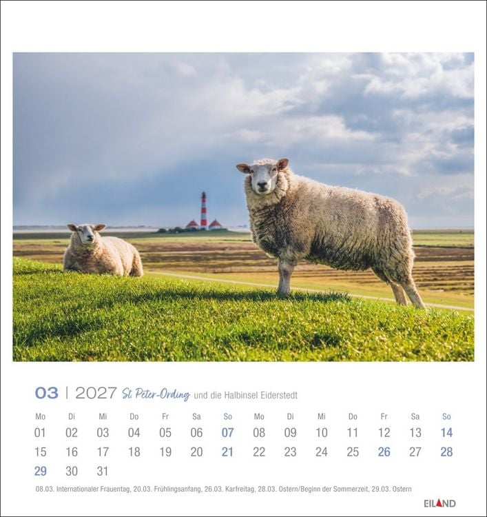 Produktbild: St. Peter-Ording und die Halbinsel Eiderstedt Postkartenkalender 2027 - und die Halbinsel Eiderstedt