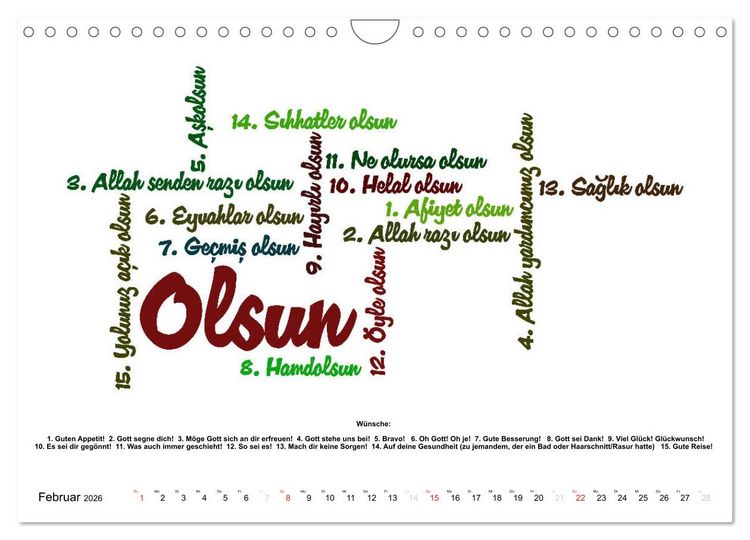 Produktbild: Smalltalk Sprachkalender T&uuml;rkisch-Deutsch (Wandkalender 2026 DIN A4 quer), CALVENDO Monatskalender