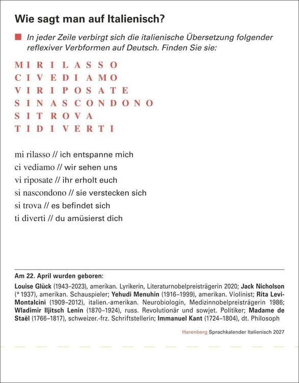 Produktbild: Italienisch Sprachkalender 2027 - Italienisch lernen leicht gemacht - Tagesabrei&szlig;kalender