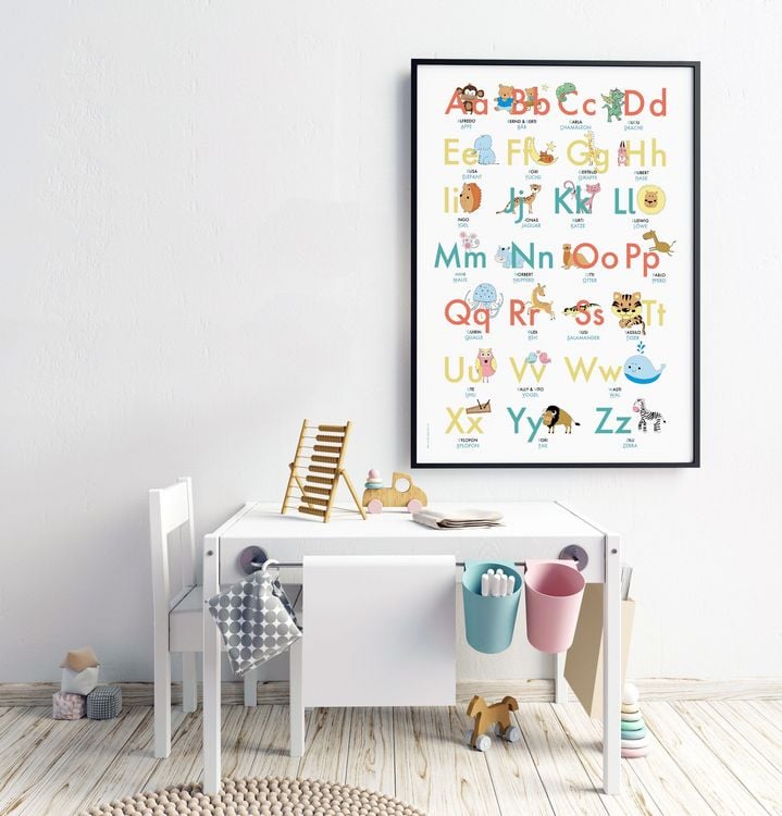 Produktbild: ABC Poster 70,7x100 cm | Alphabet spielerisch mit Tieren lernen | Das ABC-Lernposter mit Gro&szlig;- und Kleinbuchstaben |