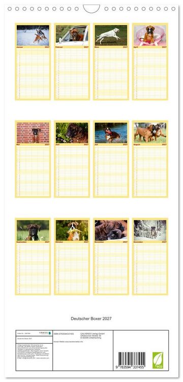 Produktbild: Familienplaner 2027 - Deutscher Boxer 2027 mit 5 Spalten (Wandkalender, 21 x 45 cm) CALVENDO