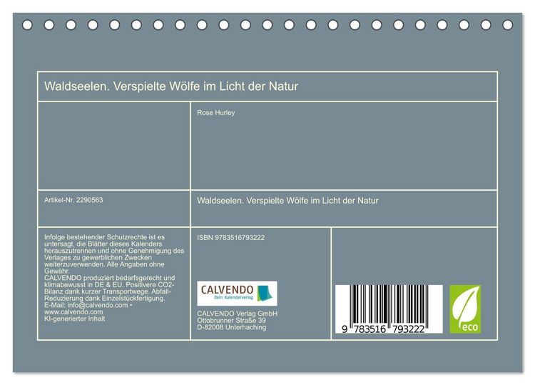 Produktbild: Waldseelen. Verspielte W&ouml;lfe im Licht der Natur (Tischkalender 2027 DIN A5 quer), CALVENDO Monatskalender