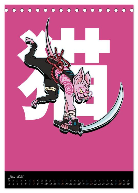 Produktbild: Gef&auml;hrliche Tier Samurai (Tischkalender 2026 DIN A5 hoch), CALVENDO Monatskalender